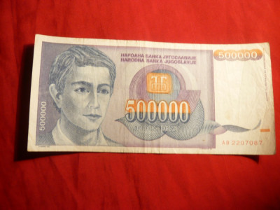 Bancnota 500 000 Dinari 1993 Yugoslavia ,cal.Buna foto