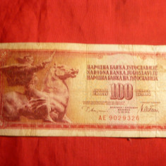 Bancnota 100 Dinari 1978 Yugoslavia ,cal.medie