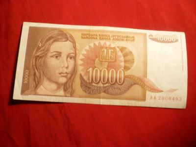 Bancnota 10 000 Dinari 1992 Yugoslavia ,cal.Buna foto