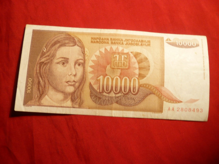 Bancnota 10 000 Dinari 1992 Yugoslavia ,cal.Buna