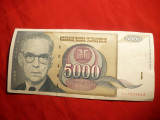 Bancnota 5000 Dinari 1992 Yugoslavia ,cal.F.Buna