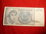 Bancnota 100 Dinari 1992 Yugoslavia , cal.F.Buna