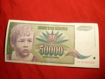 Bancnota 50 000 Dinari 1992 Yugoslavia ,cal.Buna foto