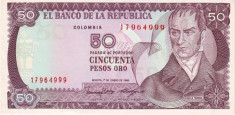 COLUMBIA 50 PESOS ORO 1986; P-425b / UNC - NECIRCULATA foto