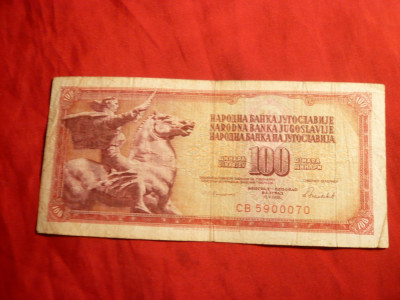 Bancnota 100 Dinari 1988 Yugoslavia ,cal.mediocra foto