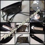 Borseta Dama Armani Lac Neagra Piele Ecologica, De Mana/Umar, Giorgio Jeans, Colectie Noua, Dimensiuni 23x13cm
