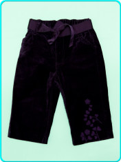 DE FIRMA ? Pantaloni brodati, catifea neteda, H&amp;amp;M ? fete | 9?12 luni + | 80 cm foto