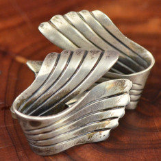 Xmas Sales -- OFF 20%!!! Vintage Sterling Silver &amp;amp;ndash; Cercei mari Art Deco (Pedro Castillo!?!), 12gr... RARITATE!!! foto