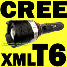 PRET BOMBA! CEA MAI PUTERNICA Lanterna POLICE cu LED CREE XML T6 1900 Lumeni + Incarcator CASA / AUTO + Acumulator 18650 + 5 Faze + Lupa + Zoom foto