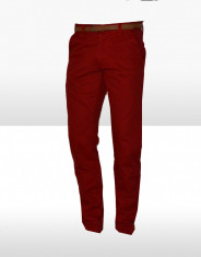 Reducere -Pantaloni Zara men Office Casual croiala normala culoare rosu + Curea Cadou A33 Pret Nou 89.99 Ron foto