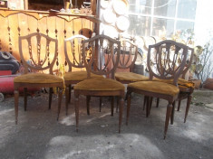 Set 6 scaune vechi Baroq din lemn de nuc--nereconditionate foto