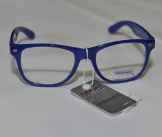 Ochelari wayfarer lentile transparente anti reflex - albast foto