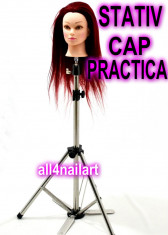 Trepied inox cap practica Stativ metalic pupeta salon Suport cap practica foto