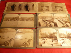 Set 9 Fotografii Stereoscopice 1897 marca Underwood : Innsbruck ,Asbury Beach-etc foto