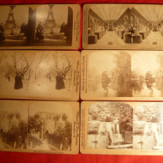 Set 6 Fotografii stereoscopice cca.1900 Griffith: Paris(3),MonteCarlo ,Florida,etc.