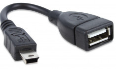 Cablu adaptor mini USB OTG HOST USB Cablu mini USB tata la USB mama 5 pini pt atasare memorii , dispozitive externe -COD 2017 - foto
