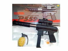 NOU 2014 ! CEL MAI PUTERNIC PUSCOCI AIRSFOT CU PROPULSIE SPRING 600 FPS,6 MM, COMBAT MASTER P559 AIR SOFT GUN+1000 BILE BONUS! foto