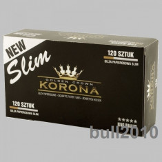 Tuburi KORONA SLIM - 120 tuburi/cutie, pentru injectat tutun, tigari slim foto