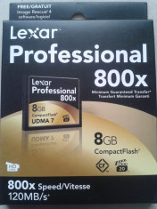 Card CF Lexar Professional 800x 8GB, 120 MB/s CompactFlash, noi, sigilate foto