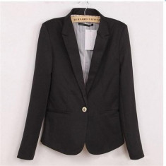 Sacou negru blazer ZARA WOMAN jacheta scurta casual neagra office slim fit nou cu eticheta de hartie, 2 marimi XS 24 si S 26, merg la S si M 28 foto