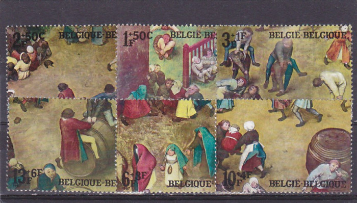 Picturi celebre,timbre pazell,prin asezare corecta se reconstituie tabloul,Belgia.