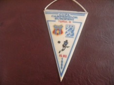 Fanion fotbal - colectie de la meciul Steaua Bucuresti- I. F. K. Goteborg, turul 3, Cupa Campionilor Europeni, din data de 15.03.1989 ! foto