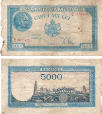 ROMANIA 5000 LEI 1945 (martie); P-56 / VG foto