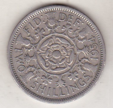bnk mnd Marea Britanie Anglia 2 shillings 1954 vf
