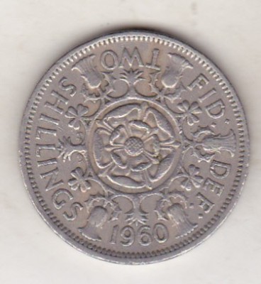 bnk mnd Marea Britanie Anglia 2 shillings 1960 vf foto