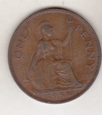 bnk mnd Marea Britanie Anglia 1 penny 1938 foto