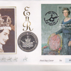 bnk mnd Turks and Caicos 5 crowns 1993 , FDC , Elizabeth II