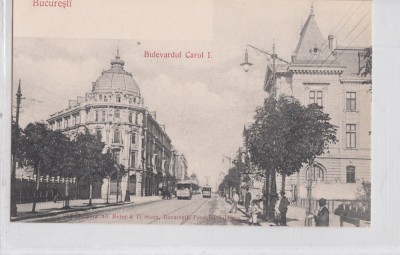 B76573 Romania Bulevardul Carol 1 Bucuresti tramway tramvai 1900 foto