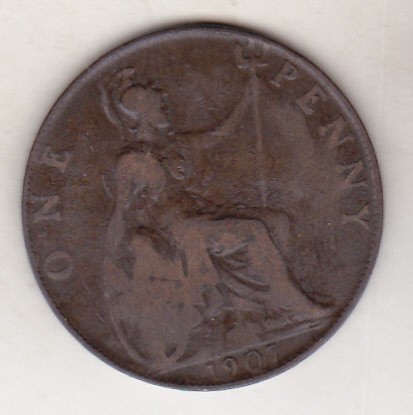 bnk mnd Marea Britanie Anglia 1 penny 1907 vf