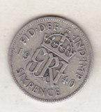 Bnk mnd Marea Britanie Anglia 6 pence 1940 argint, Europa