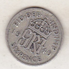 bnk mnd Marea Britanie Anglia 6 pence 1940 argint