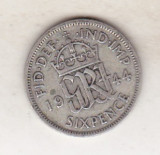 Bnk mnd Marea Britanie Anglia 6 pence 1944 argint, Europa