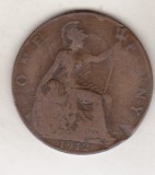 Bnk mnd Marea Britanie Anglia 1 penny 1912, Europa