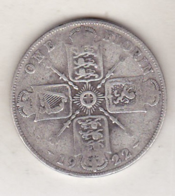 bnk mnd Marea Britanie Anglia 1 florin (2 shillings) 1922 argint foto