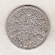 bnk mnd Marea Britanie Anglia 6 pence 1931 argint
