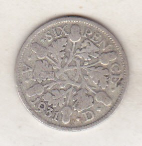 bnk mnd Marea Britanie Anglia 6 pence 1931 argint