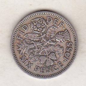 bnk mnd Marea Britanie Anglia 6 pence 1955 foto