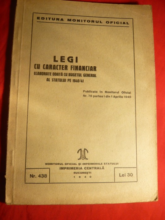 Legi cu caracter Financiar -Monitorul Oficial 1940