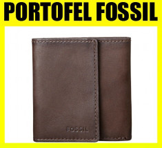 PORTOFEL FOSSIL- ML3067201 PIELE ORIGINAL COMPATIBIL BANCNOTE ROMANESTI + BUZUNAR PERMIS AUTO NOU ORIGINAL CAMEL PRET MAGAZIN 35 EURO - LIVRARE GRATI foto