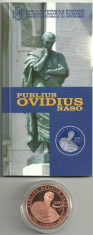 1 LEU 2008 PUBLIUS OVIDIUS NASO, Tombac, cu certificat BNR nr 871, Tiraj: 1000 monede ! foto