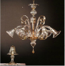 Lustra/Candelabru lux 5 brate de cristal + foite aur 24k foto