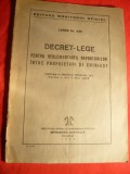 Decret Lege-Reglementare Raporturi Proprietari - Chiriasi -ed. MO 1940, Alta editura