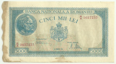 ROMANIA 5000 5.000 LEI 20 MARTIE 1945 P-55 [1] foto