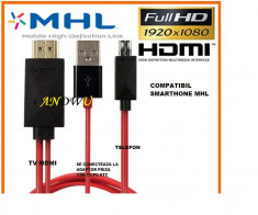 MHL to HDMI 2 metri ptr Samsung Galaxy Note 2 II N7100,Samsung Galaxy Note 3,Samsung Galaxy S4 i9500,Samsung Galaxy S3 i9300,Samsung Galaxy S5 foto