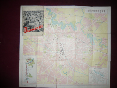 P.Vintila- Bucuresti- Mic Indreptar- ed. 1961 cu o harta mare pliata foto