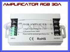 AMPLIFICATOR RGB 30 AMPERI - PERMITE ALIMENTARE CU UN SINGUR CONTROLLER A BENZILOR LED RGB 3528, 5050 foto